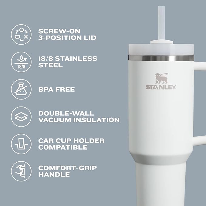 STANLEY Quencher H2.0 Flow State Tumbler, 20 oz, Seafoam | Handle and Straw | - Image 4
