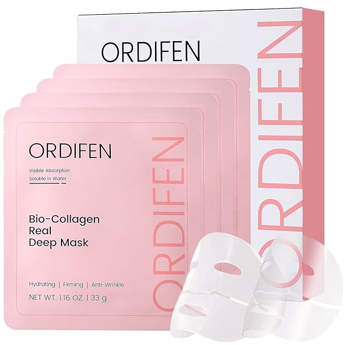 Collagen Night Wrapping Mask, Bio-Collagen Face Masks - Deep Hydrating Overnight Face Mask, Korean Skincare, 4 PCS Facial Treatments & Masks for Women - Firming & Moisturizing