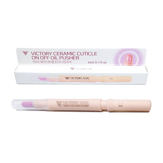 1PCS Ceramic Cuticle On/Off Oil Pusher Cuticle Pusher (Ivory)
