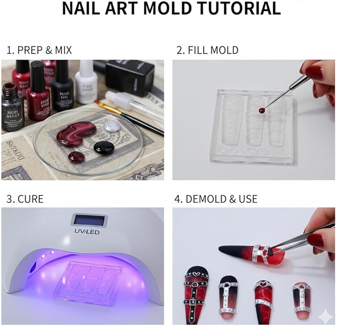 1 Pcs Belt Buckle Silicone Nail Art Molds for Women Resin Nail Design