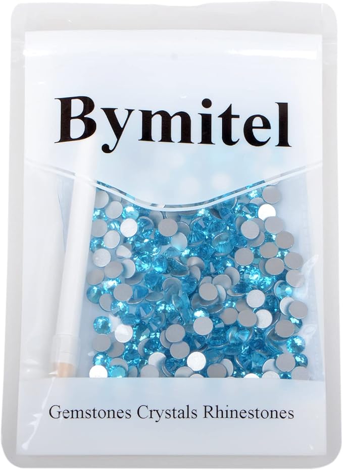 288PCS Art Nail Rhinestones Non Hotfix Glue Fix Round Crystals Glass Flatback for DIY Jewelry Making with one Picking Pen (ss30 288pcs, Aquamarine)