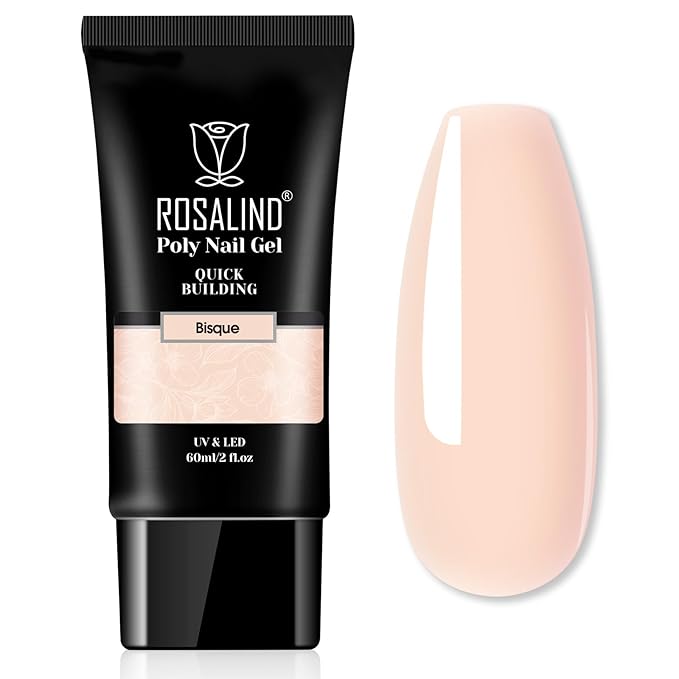 ROSALIND Nude Poly Extension Gel, 60ml Light Nude Poly Nail Gel Builder for Nail Art Decoration,Nail Thickening Extension Easy to DIY Use at Home Need UV Lamp