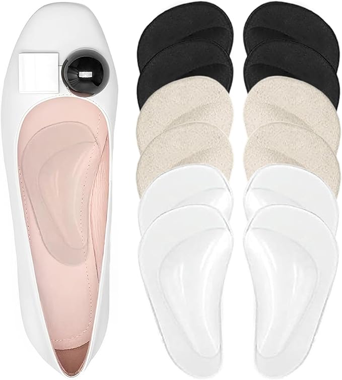 Correct-Position Gel Arch Support Insoles: Plantar Fasciitis & Flat Feet Relief, Adhesive Foot Pads for Pressure-Free Comfort- 6 Pairs (Clear*2+Beige*2+Black*2)