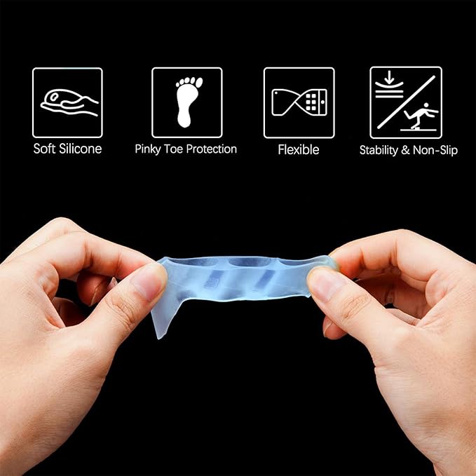 Toe Spacers, 5 Pairs Little Toe Separators Protector with 3 Loops for Curled Toes/Overlapping Toes/Foot Pain/Bunion Corrector and Bunion Relief for Men Women