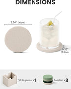 Fluxynara Felt Coasters with Holder, Sagewood | Round Felt Coasters, - Image 2