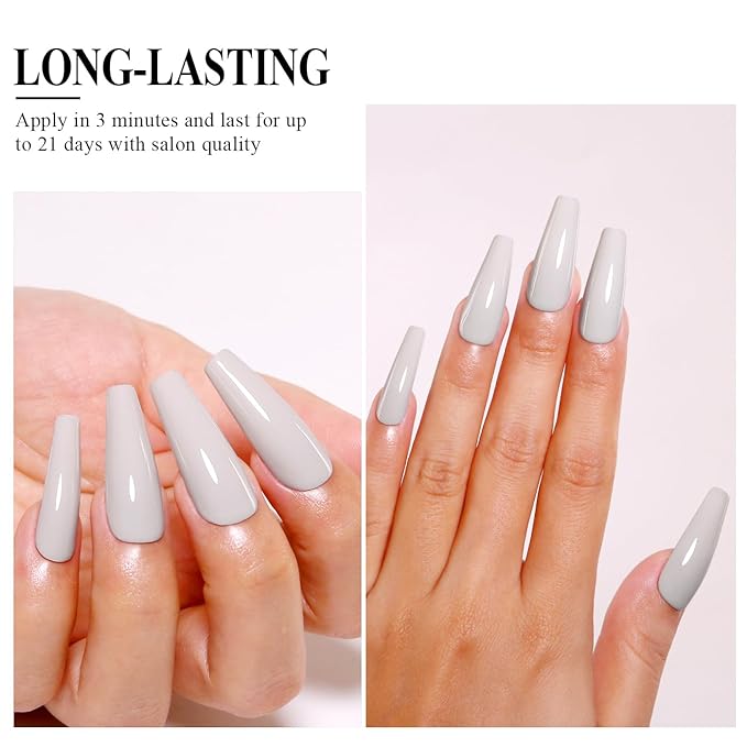 Imtiti Gray Gel Nail Polish, Cement Gray Gel Polish High Gloss Soak Off UV LED Autumn Winter Art Manicure Salon DIY Design 10ML