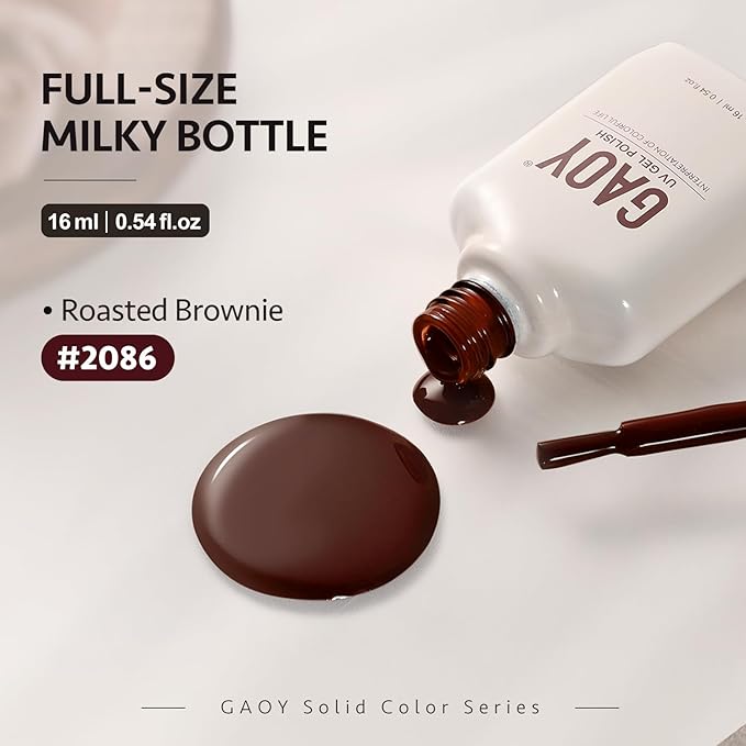 GAOY Brown Gel Nail Polish, 16ml Soak Off Gel Polish, UV Light Cure for Nail Art DIY Manicure at Home, 2086 Roasted Brownie