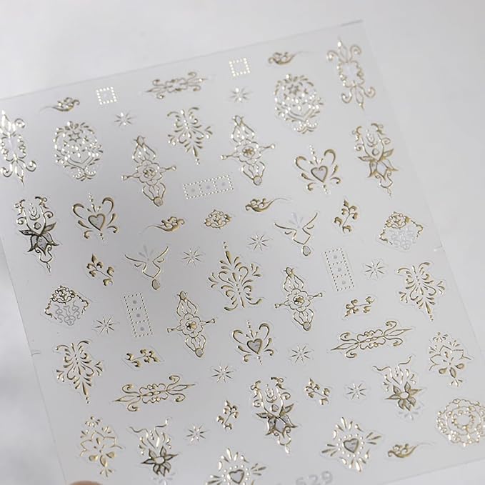 5D Embossed Totem Nail Stickers Gold Totem Nail Art Sticker Self Adhesive Nail Decals Vintage Nail Art Decals Nails Decoration Supplies for Women Girls DIY Manicure
