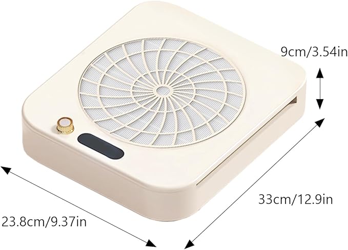 Nail Dust Collector, 45-Level Adjustable Vacuum Fan Dust Extractor with Reusable Filter, Portable Nail Dust Extractor with LED Display for Home and Professional Salon Use 11.06×9.21×3.54 in