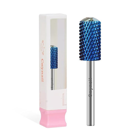 3/32" Large Barrel Smooth Round Top Tungsten Carbide Nail Drill Bit Safety Bit for Gel & Acrylic Removal, 2-Way Rotating Efile Tip, Salon Electric File Accessory (C Grit, Blue)