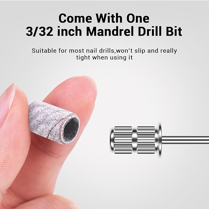 MelodySusie 100 Pcs Nail Drill Bits Sanding Bands for Nail Drill 120 Medium Grit Nail File Sanding Bands for Acrylic Nails Gel Manicures and Pedicure