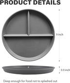 9 Inch 4PCS Unbreakable Portion Control Plates, Divided Plates - Image 2