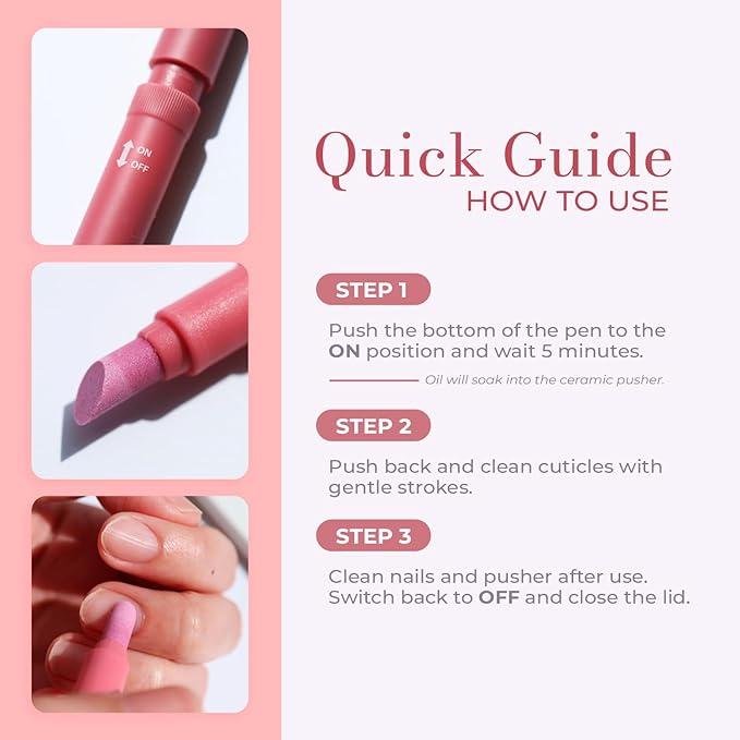 1PCS Ceramic Cuticle On/Off Oil Pusher Cuticle Pusher