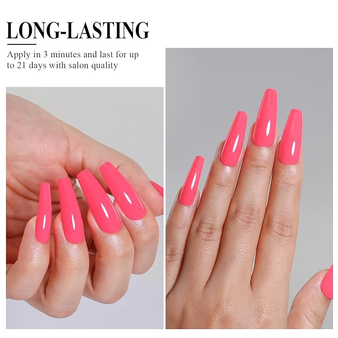 Imtiti Pink Gel Nail Polish, Rose Pink Gel Polish High Gloss Soak Off UV LED Nail Gel Polish Spring Summer Art Manicure Salon DIY Design 10ML