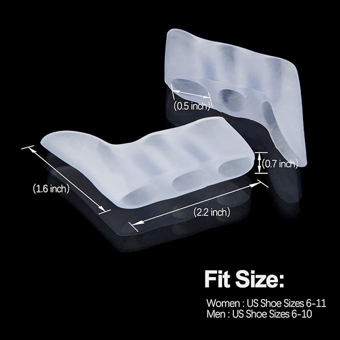 Toe Spacers, Pinky Toe Separators Straightener with 3 Loops for Curled Toes/Overlapping Toes/Foot Pain/Bunion Corrector and Bunion Relief for Men Women, 6 Pcs/ 3 Pairs