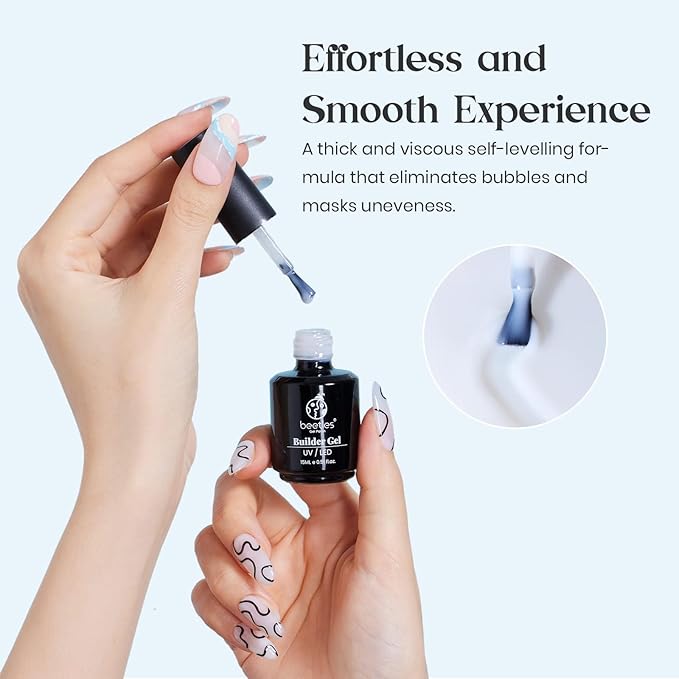 Beetles Builder Gel for Nail,7 in 1 Milky White Nail Thickening Strengthening Building Apex for Beginner DIY Salon at Home,White Builder Nail Gel,UV & LED Lamp Cured Needed