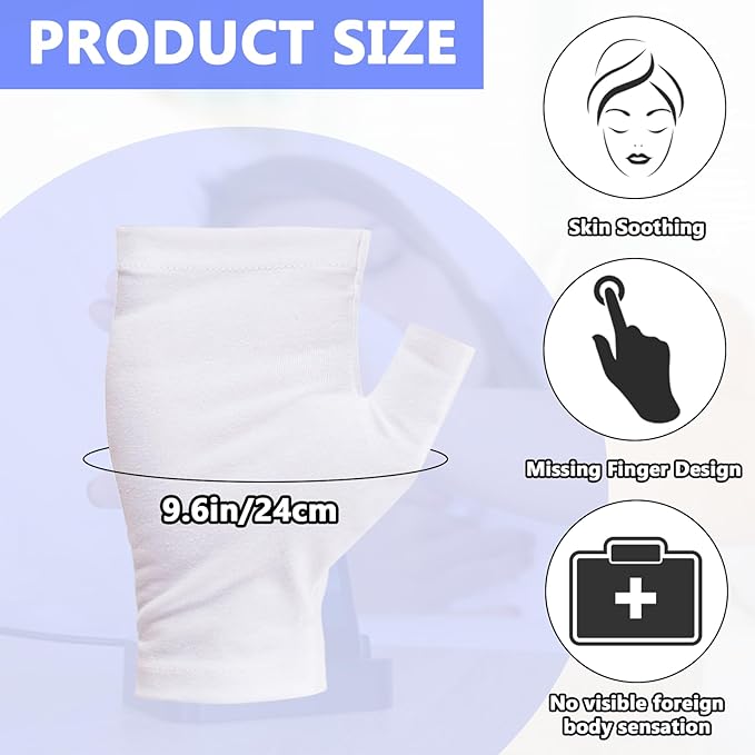 6 Pairs Cotton Gloves Eczema, Cotton Eczema Gloves for Women and Men, Touchscreen Fingerless White Gloves for Art Handling, Fingerless Moisturizing Gloves for Dry Hands Overnight Skin Protect (White)