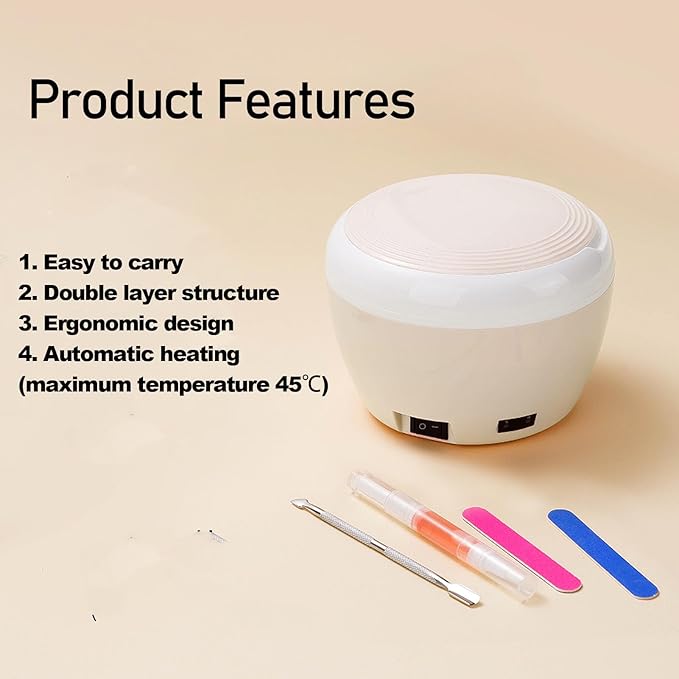 Electric Nail Soaking Bowl Heated Nail Remover Professional Manicure Kit Quick Gel Polish Removal Home Salon Tool