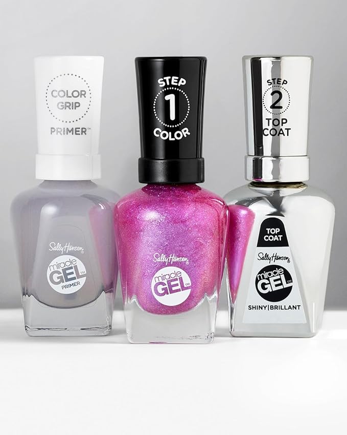Sally Hansen Miracle Gel Salon Quality Nail Polish | Gel-Like Formula, Two-Step System, No UV Light Needed, Long Lasting | Opaque, Shimmer | 242 Saturn It Up! | Muave Pink Nail Color