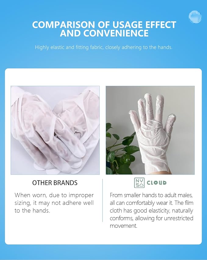Elastic Skinny Hand Mask, 10 Pairs of Serum-Infused Moisturizing Hand Gloves for Dry and Tired Skin Repair