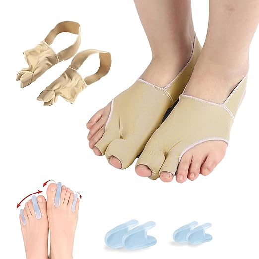 Bunion Corrector for Women and Men, Bunion Socks Sleeves Toe Corrector Comfortable & Breathable for Day/Night Support, Hallux Valgus Pain Relief Non-Slip Big Toe Straightener (White, Small(US 5-8.5))