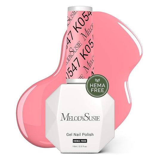 MelodySusie Hema Free Gel Nail Polish, 0.5 Fl Oz Thick Blush Pink Gel Polish, Non-Toxic, Long Lasting, Soak Off UV Nail Polish, Manicure Nail Design Salon DIY Nail Art at Home K0547