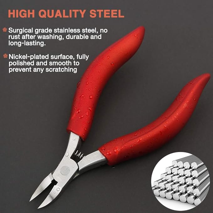 BEZOX Ingrown Nail Clippers - Precision Thick Toenail Clipper for Ingrown and Curly Nails, Comfort Grip Fingernail Clipper, Ergonomic Handle Toenail Scissors for Seniors