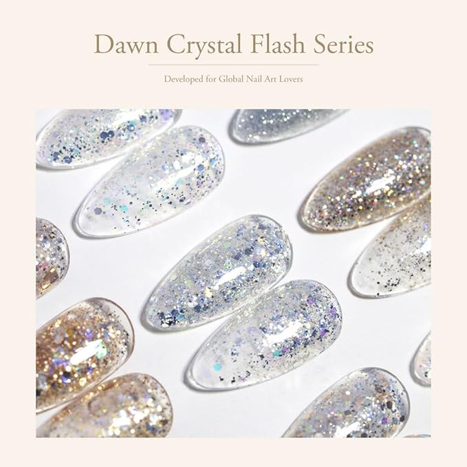 CANNI 8 Pcs 9 ML Glitter Gel Nail Polish Set, Shimmer Sparkly Shiny Gold Silver Blue Green Purple Colors Gel Polish Kit Soak Off Led Nail Art Manicure Salon DIY