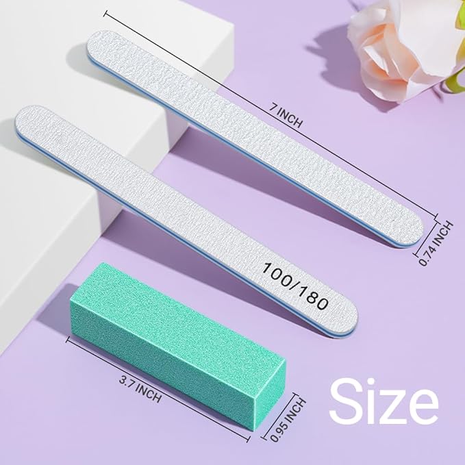 TsMADDTs Nail Buffers and Files, 6PCS Buffer Blocks, 6PCS 100 180 Grit Files, Professional Manicure Tools Kit, Nail Care Tools Kit