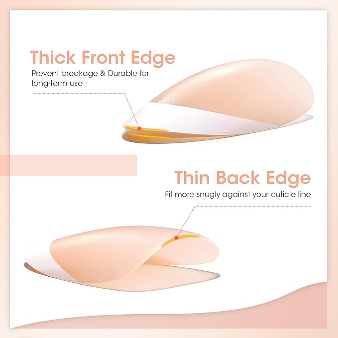 Gellen French Tip Press on Nails, 160 Pcs Soft Almond French Gel Nails with White Swirl Design, Classic Nude French Tip Nails