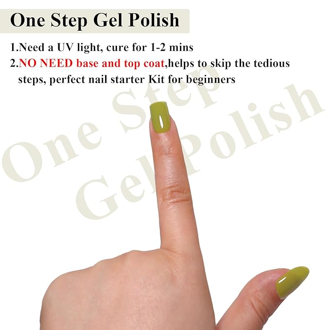 Imtiti Gel Polish, Eucalyptus Green Gel Polish 3 in 1 One Step Gel Polish Kit, Soak Off LED U V Gel Polish Nail Art Starter Manicure Salon for Women Girls 0.3 Fl Oz