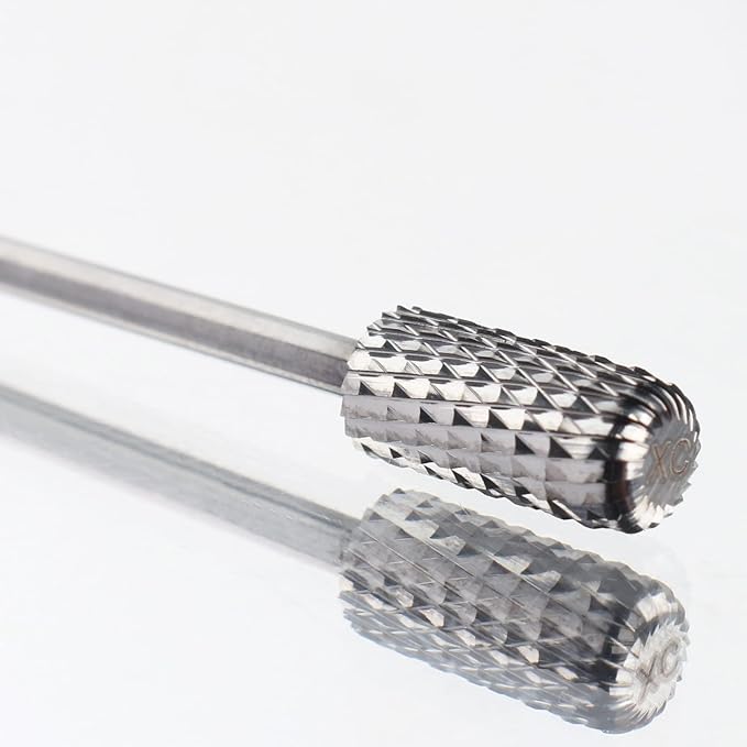 QUNZHAO Nail Drill Bits Dust Droof Bit Tungsten Steel Fast Remove Acrylic or Hard Gel 3/32" Shank - Manicure, Nail Art, Drill Machine Accessories (Extra Coarse-XC, Silver)