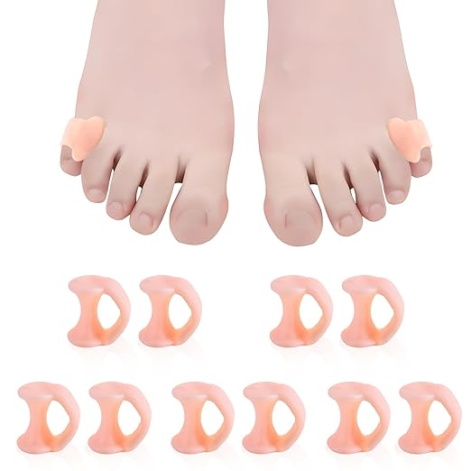 10pcs Gel Toe Separator, Pinky Toe Spacers, Little Toe Cushions Straightener Bunion Corrector for Preventing Rubbing & Relieving Pressure, Pain Relief from Overlapping Toes (Flesh color)