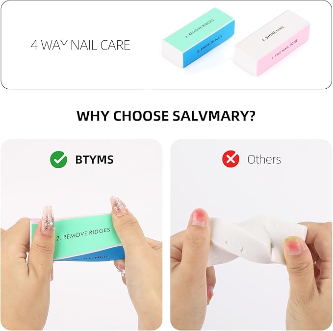 10 Pcs 4 Way Nail Buffers Blocks for Natural Nails, Nail Polishing Block Buffing Block Nail Files, Shape and Shine Nail Tool