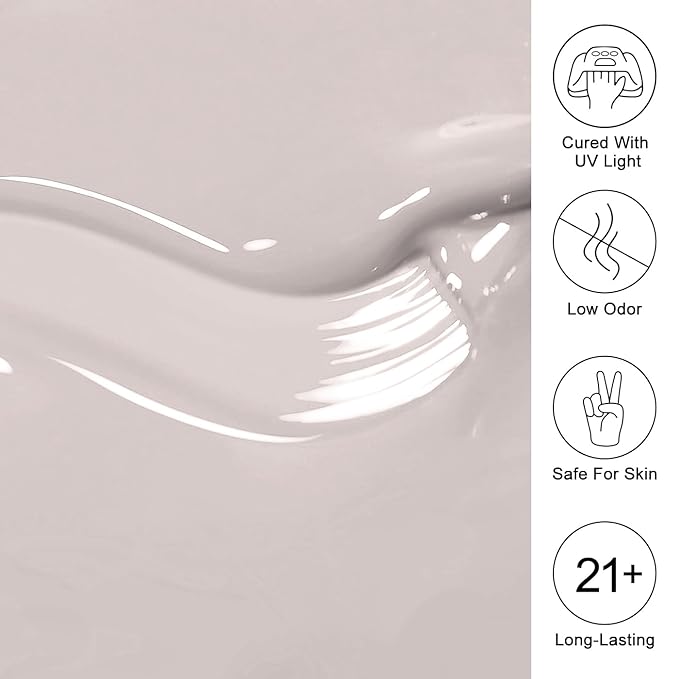 Imtiti Gray Gel Nail Polish, Cement Gray Gel Polish High Gloss Soak Off UV LED Autumn Winter Art Manicure Salon DIY Design 10ML