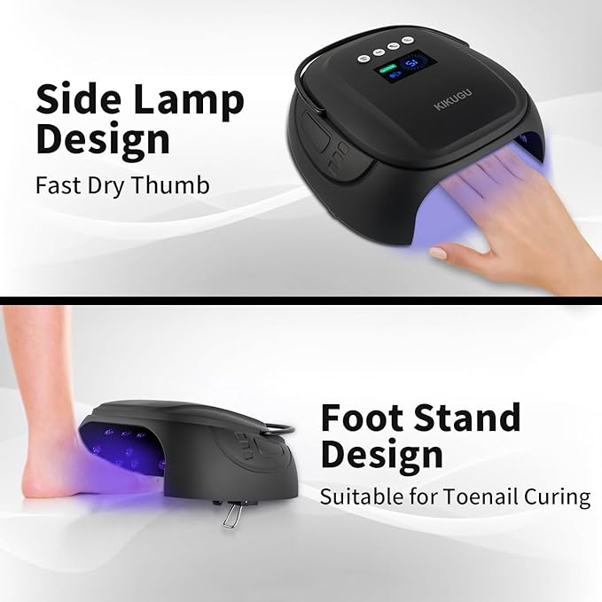 Cordless UV LED Nail Lamp,126W Rechargeable Nail Dryer for Gel Nails,Fast Curing Lamp Manicure,Pedicure,Ideal for Nail Salon(Black)