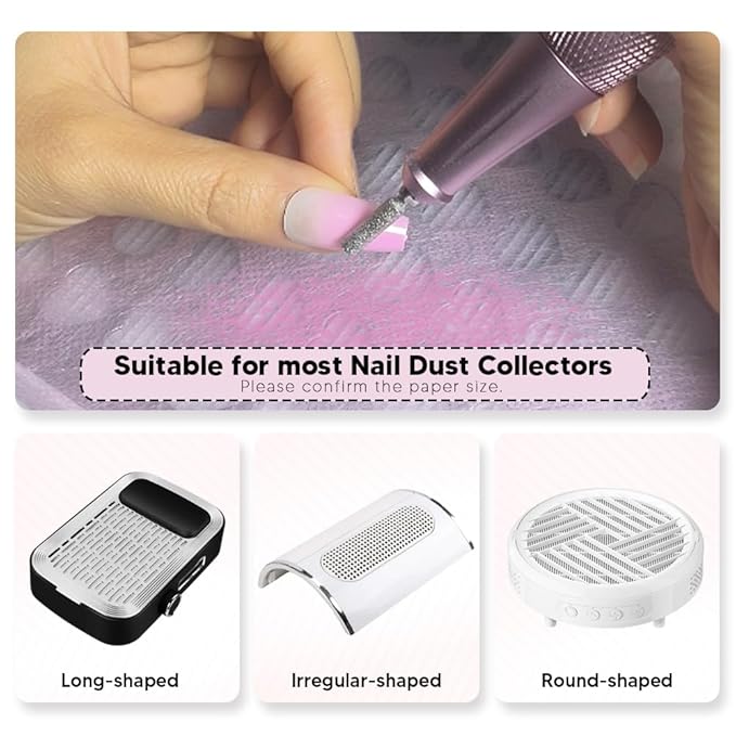 200 Sheets Nail Dust Collector Filter Paper with 12 Pcs Velcro Disposable Nail Dust Filters for Most of Nail Dust collector Machine Nail Tech Nail Supplies Accessories for Nail Salon&Home