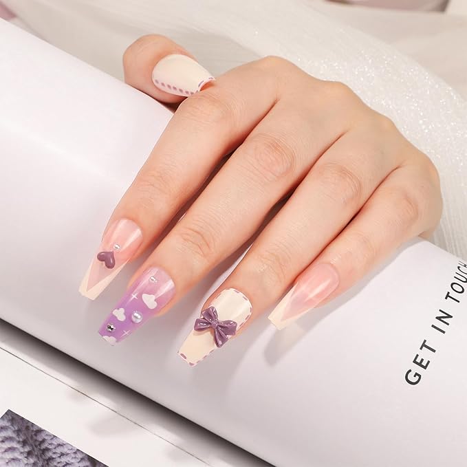 PEACECOLOR Gel Nail Polish Kit with U V Light, 6 Colors White Nude Pink Jelly Sliver Glitter Gel Polish Kit 50PCs False Tips Base Top Coat Nail Art Stickers Manicure Tools Salon DIY Home for Women