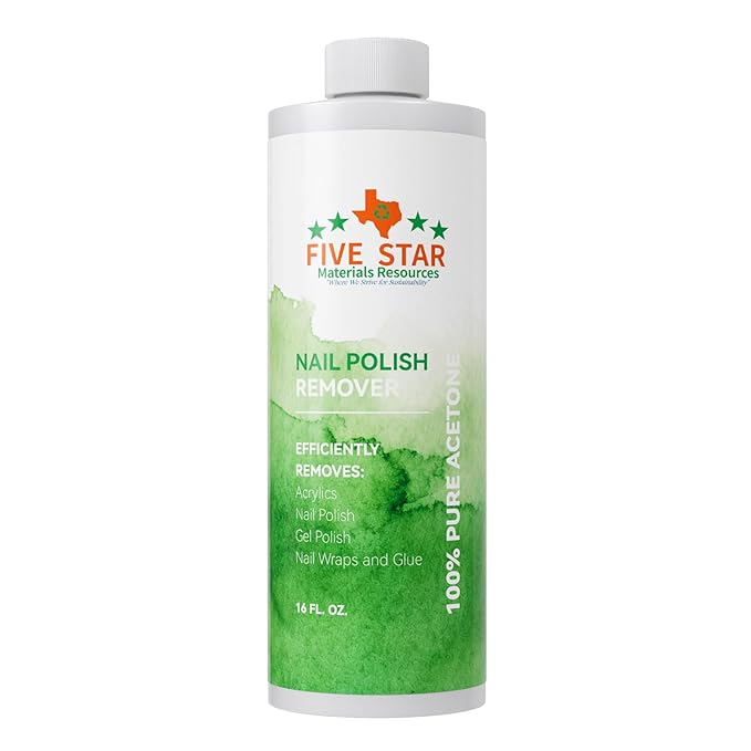 100% Pure Acetone (16 Fl/Oz) -ACS Grade, Made in USA, Professional Strength Nail Polish Remover for Nail Polish, Gels, Acrylic and Sculptured Nails
