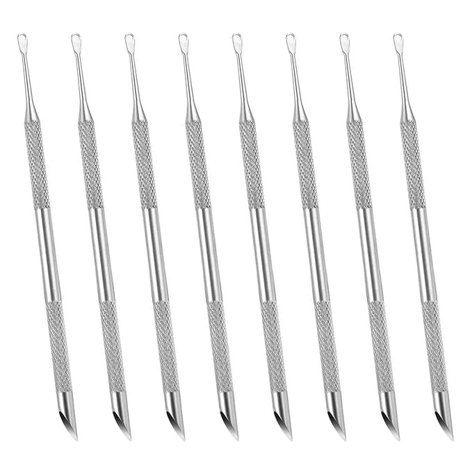 8pcs stainless steel cutin remover gel nail dead skin polishing peeler, cutin pushing tool, professional pedicure art care portable nail cleaner toenail manicure