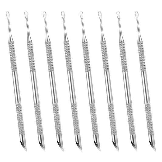 8pcs stainless steel cutin remover gel nail dead skin polishing peeler, cutin pushing tool, professional pedicure art care portable nail cleaner toenail manicure
