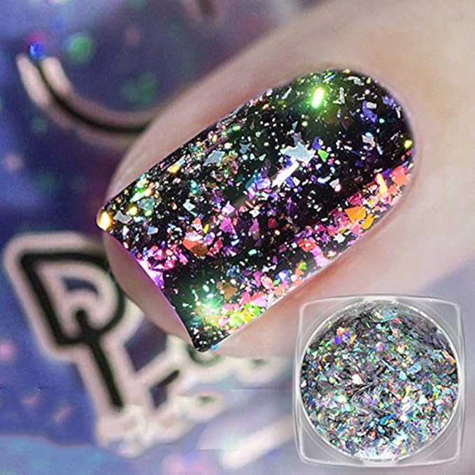 Nail Art Chameleon Sequins Laser Glitter Holographic Flakes Paillette 3D Galaxy Mirror Powder 3 Boxes