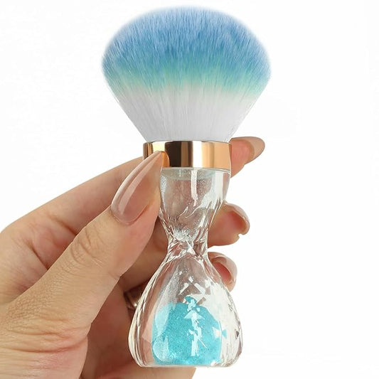 Nail Dust Brush for Acrylic Nails,Soft Brush Nail Art Dust Powder Remover Brushes,Manicure Brush Clean Up Tools for Home Use or Salon Nail Art Brush(Hourglass Blue)