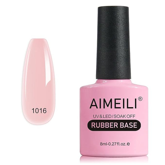 AIMEILI Rubber Base Gel Nail Polish, Hema Free, Cruelty Free, Vegan, Builder Nail Gel Base Coat Soak Off Nail Art Design - RB1016 8ml