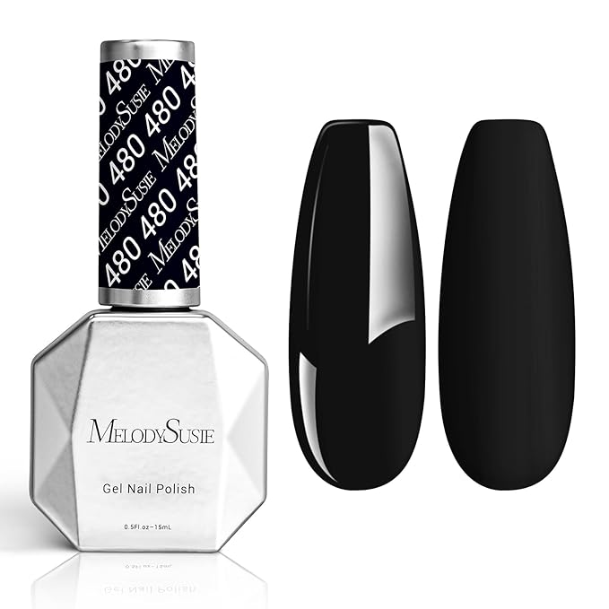 MelodySusie Thick Gel Nail Polish,15ML Black Abyss Color Soak Off UV LED Gel Polish Gift for Women Nail Art Manicure Salon DIY Nail Design Decoration at Home-480