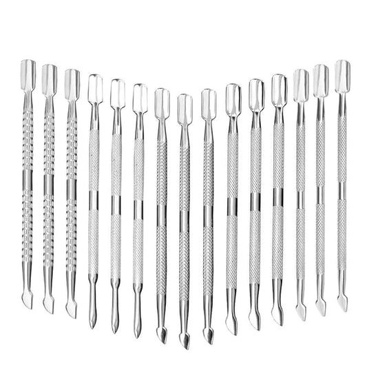 15Pcs Cuticle Pusher Remover and Cutter, Creatiee Double Ended Stainless Steel Cuticle Cleaner Nail Gel Polish Removal, Manicure Pedicure Nail Tools for Fingernails Toenails - Professional & Durable