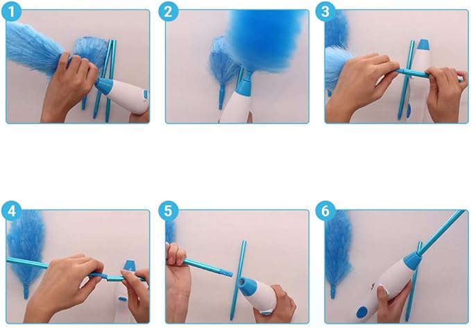 Duster,SIUKE Handheld Battery Operated Electric Spin Duster Feather Duster Retractable Microfiber Cleaning Brush Hand Dust Duster Brush Dust Removal Tool with 2 Brush Head