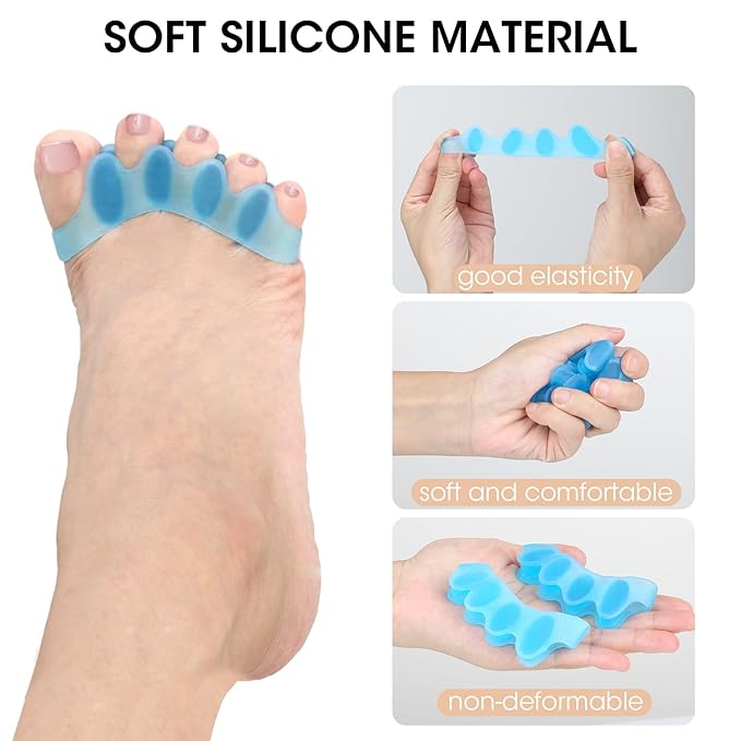 16 PCS Professional Toe Separators, Five - Ring Silicone Toe Spacers, Toe Stretcher Correctors, Ideal for Correct Bunions, Restore Toes Original Shape, Yoga, Pilates or Other Exercises