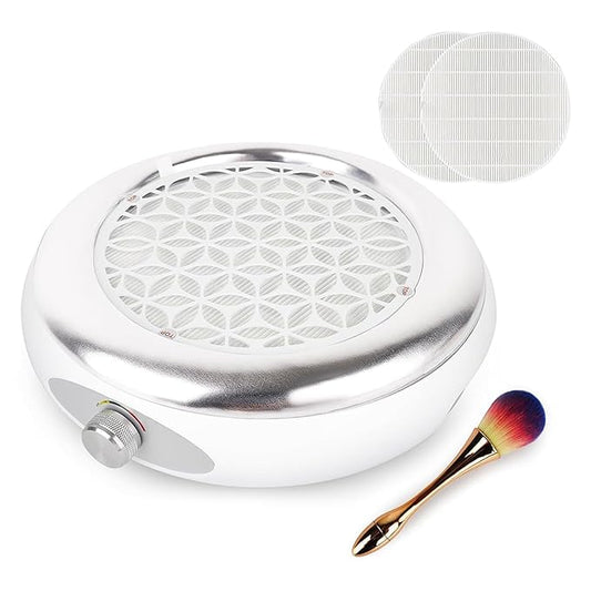 Lavinda Nail Dust Collector Quiet Nail Tech Powerful Dust Vacuum Suction Fan with Reusable Filter, Electric Acrylic Nail Dust Cleaner for Nail Polishing, Low Noise, Salon Home