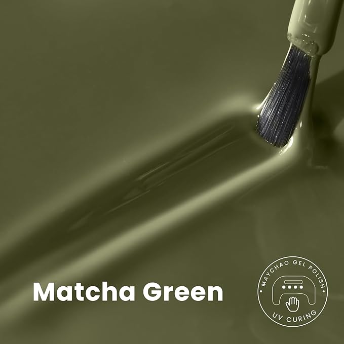 MAYCHAO 15ML Gel Nail Polish 1Pc Matcha Green Gel Polish Soak Off UV LED Nail Polish Nail Art Starter Manicure Salon DIY at Home, 0.5 OZ